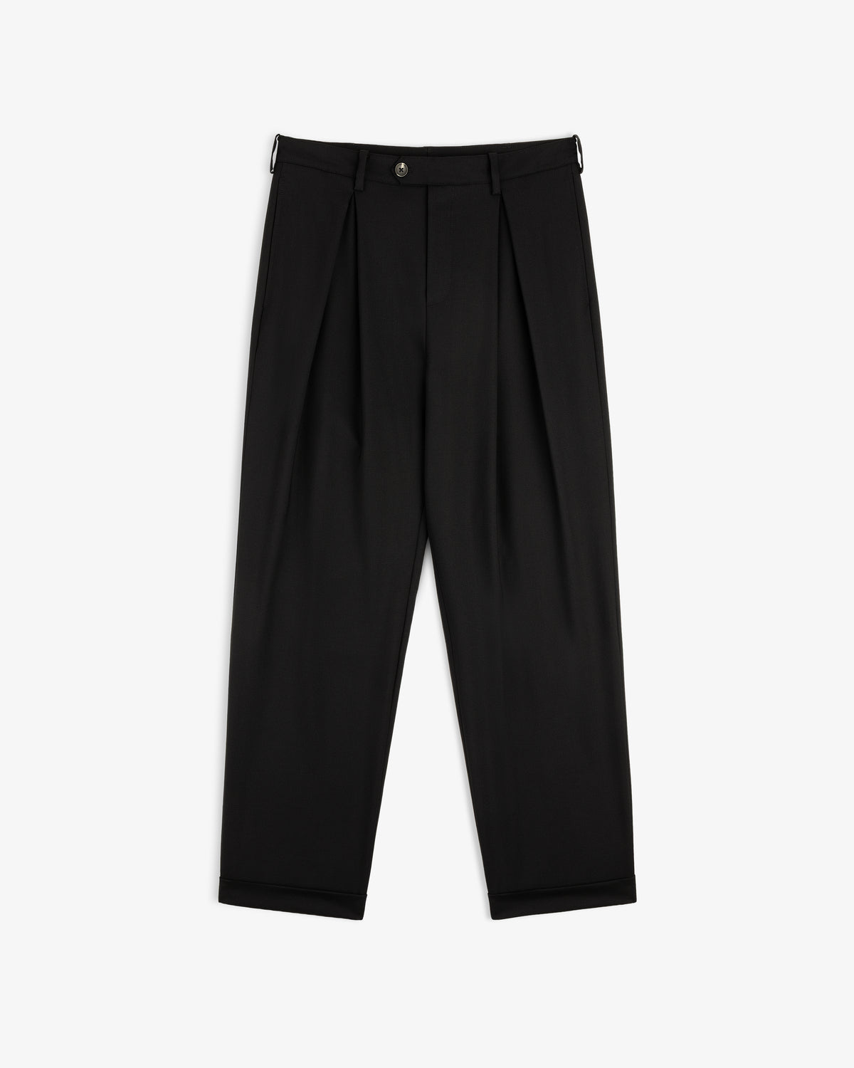 Lightweight Cuffed Trouser with button closure, belt loops, and tapered legs, shown on a white background.