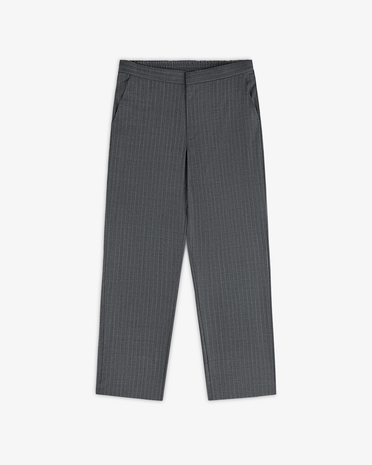 Pinstripe Elasticated Waist Trouser with side pockets, shown laid flat on a plain white background.