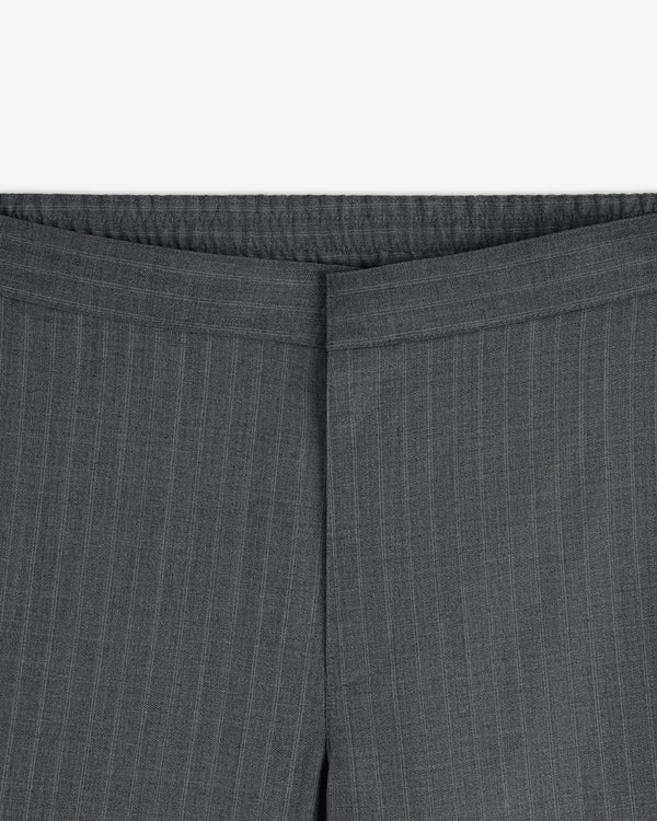 Close-up of the waistband and upper section of Pinstripe Elasticated Waist Trouser against a white background.