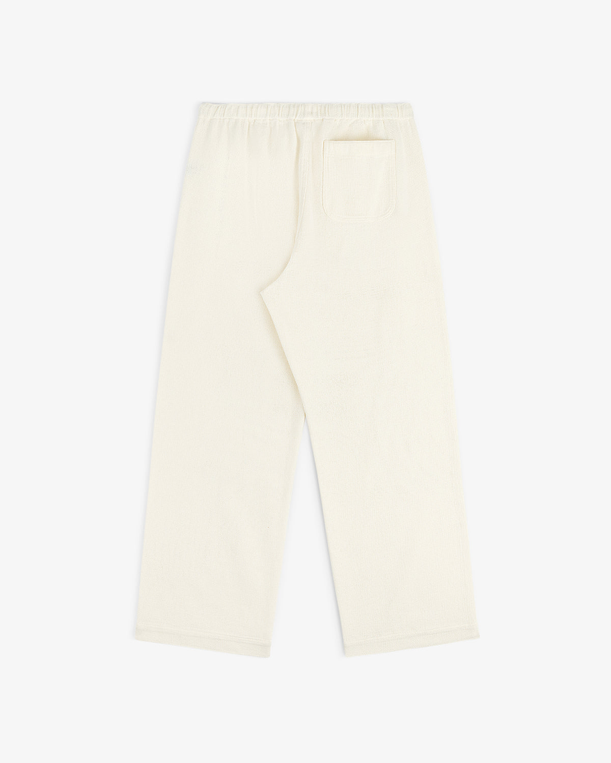 Cream-colored Wide Leg Shore Pant with an elastic waistband and back pocket, shown flat on a white background.