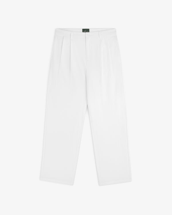 ALD Golf Cordura Double Pleated Pant in white, wide-leg style with pleats, shown on a plain white background.