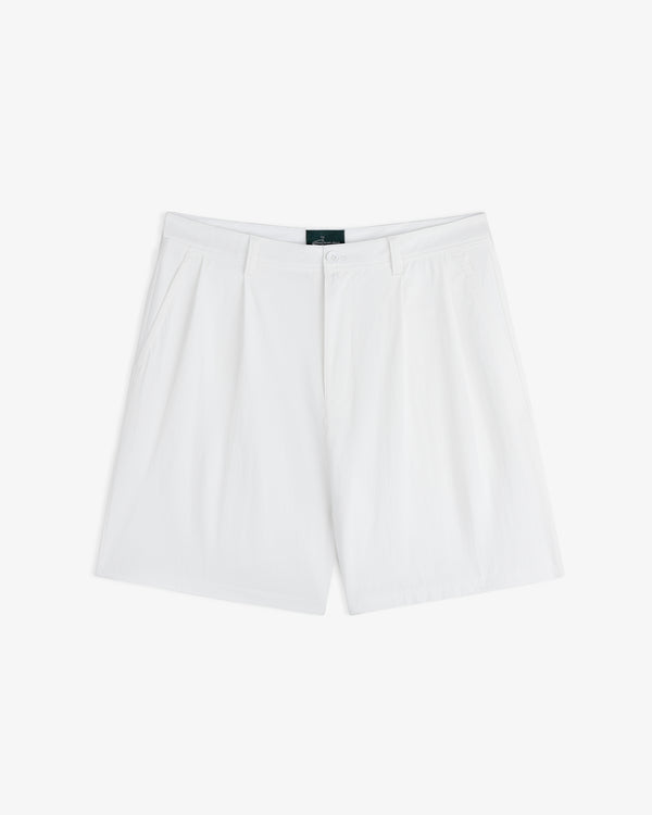 ALD Golf Cordura Double Pleated Shorts with button and zipper closure, shown flat on a white background.