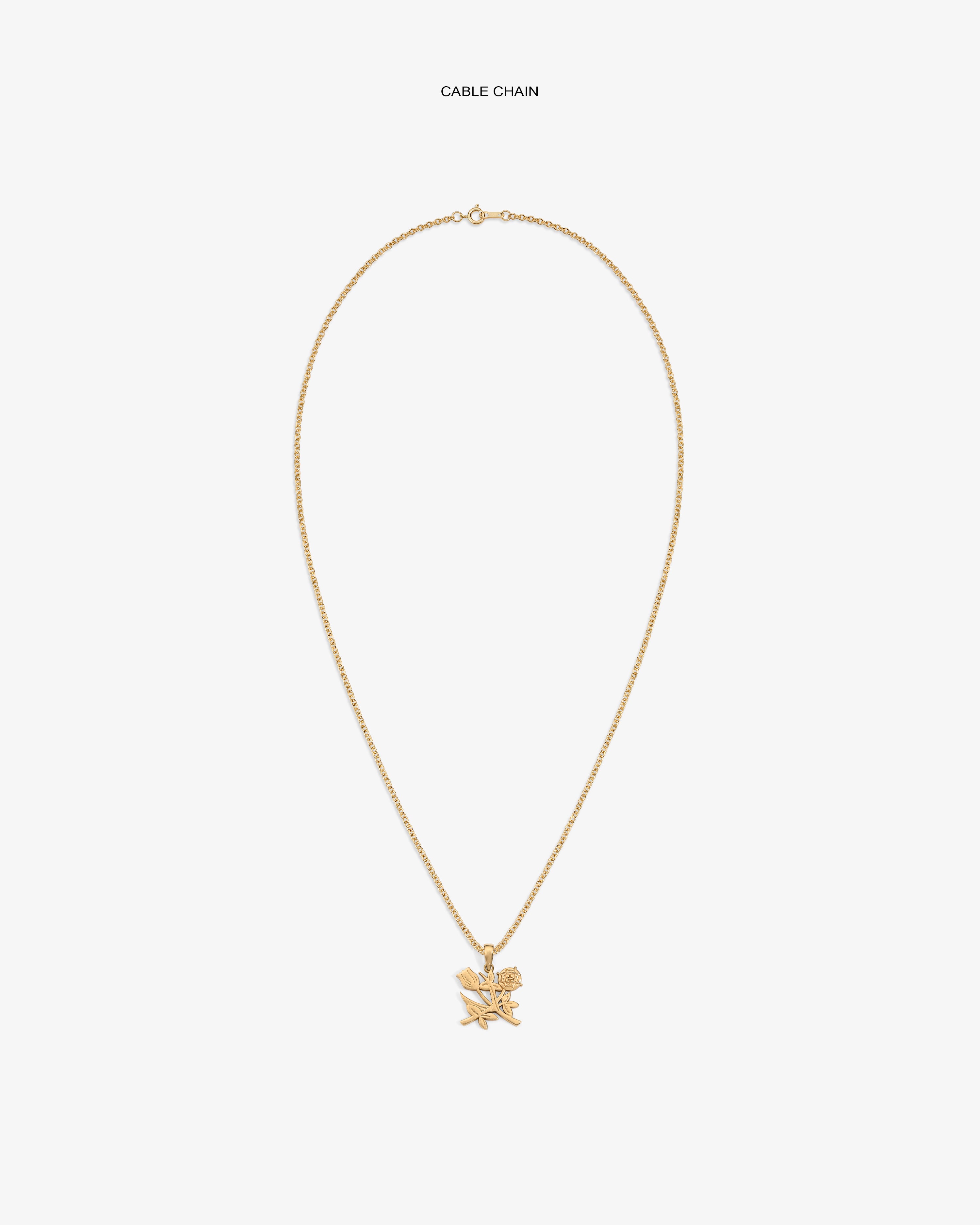 14Kt Gold Pendant necklace shown on white background.