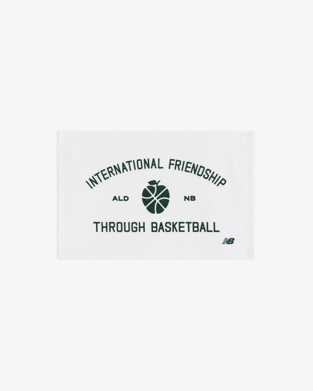 ALD / New Balance SONNY NY Game Towel with “International Friendship Through Basketball” and center basketball graphic.