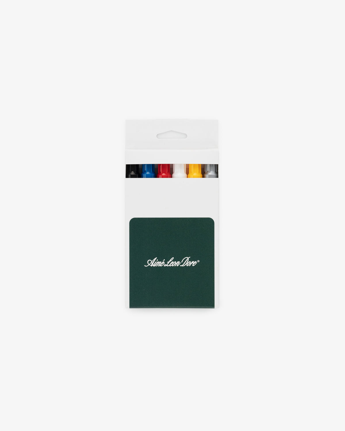 A white box labeled dark green holds the Paint Marker Pack with four markers—black, red, yellow, and blue—partially visible.
